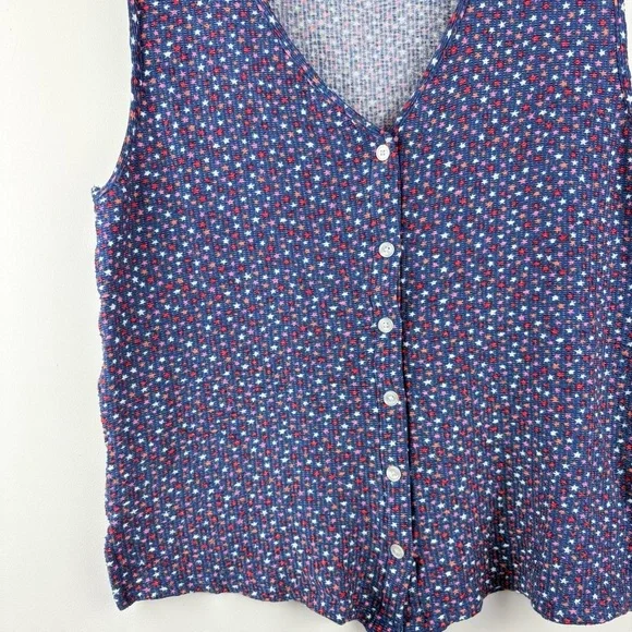 Loft Lou & Grey Women’s Patriotic Stars 4th of July Tank Top Button Down Small - Picture 4 of 9